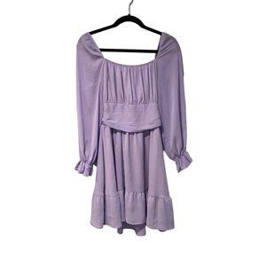 ZLURA Size M purple long balloon sleeve dress with tie back